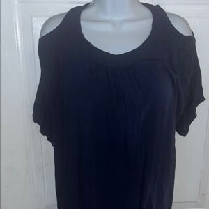 Andrew & Co Navy Cold Shoulder Blouse